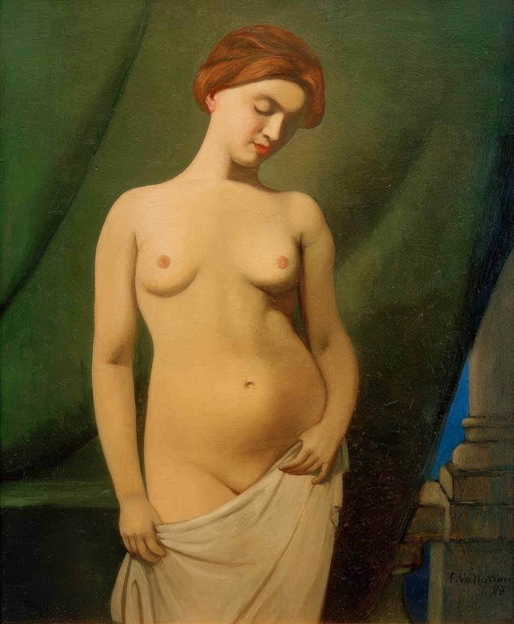 Nagie kobiety, zielona kurtyna autorstwa Felix Edouard Vallotton