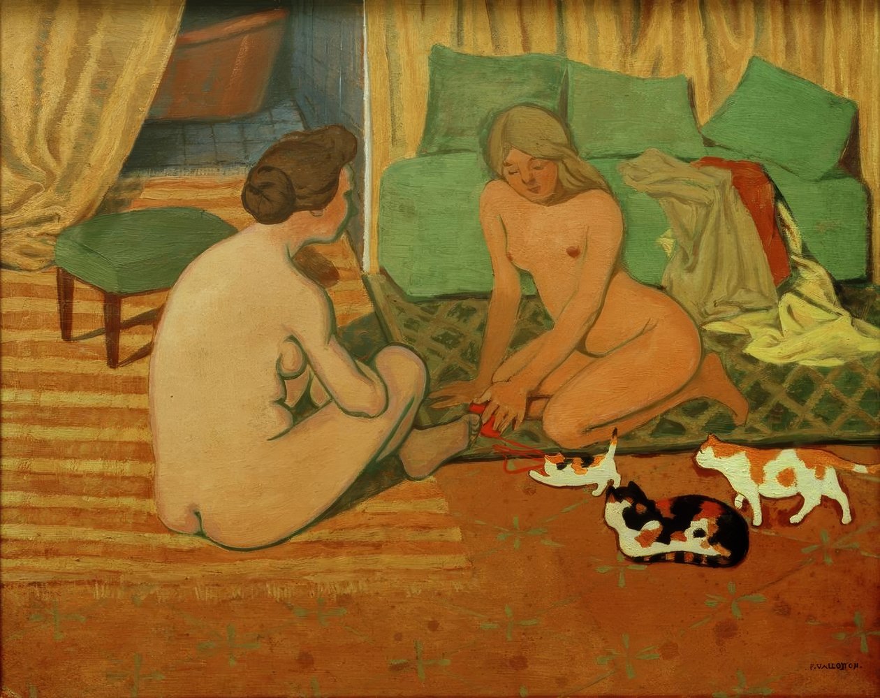 Nagie kobiety z kotami autorstwa Felix Edouard Vallotton