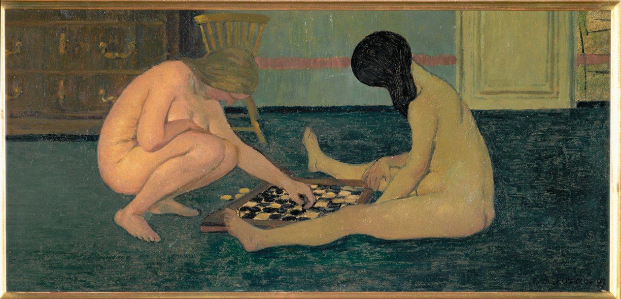 Nagie kobiety grające w warcaby autorstwa Felix Edouard Vallotton