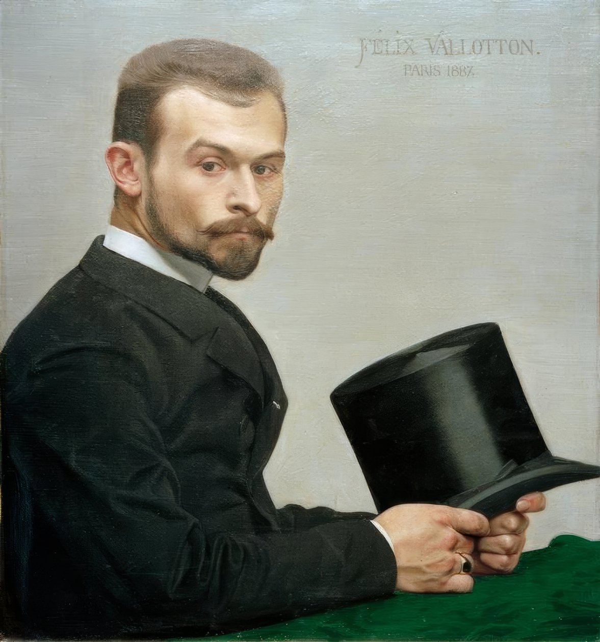 Félix Jasiński trzymający kapelusz autorstwa Felix Edouard Vallotton