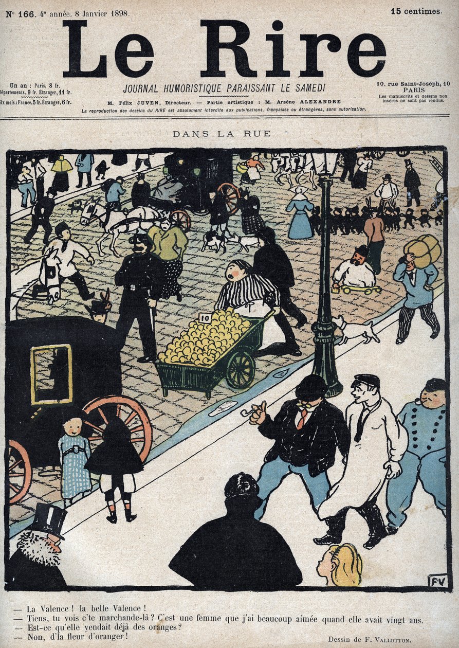 Na ulicy - Okładka gazety „Le Rire” z dnia 6 stycznia 1898 r., rysunek Felixa Vallottona autorstwa Felix Edouard Vallotton