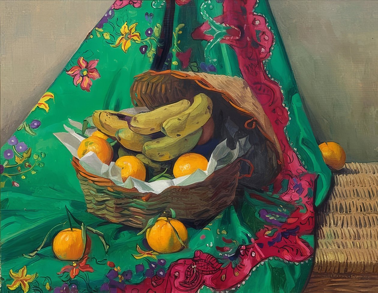 Kosz z mandarynkami i bananami. 1923 autorstwa Felix Edouard Vallotton