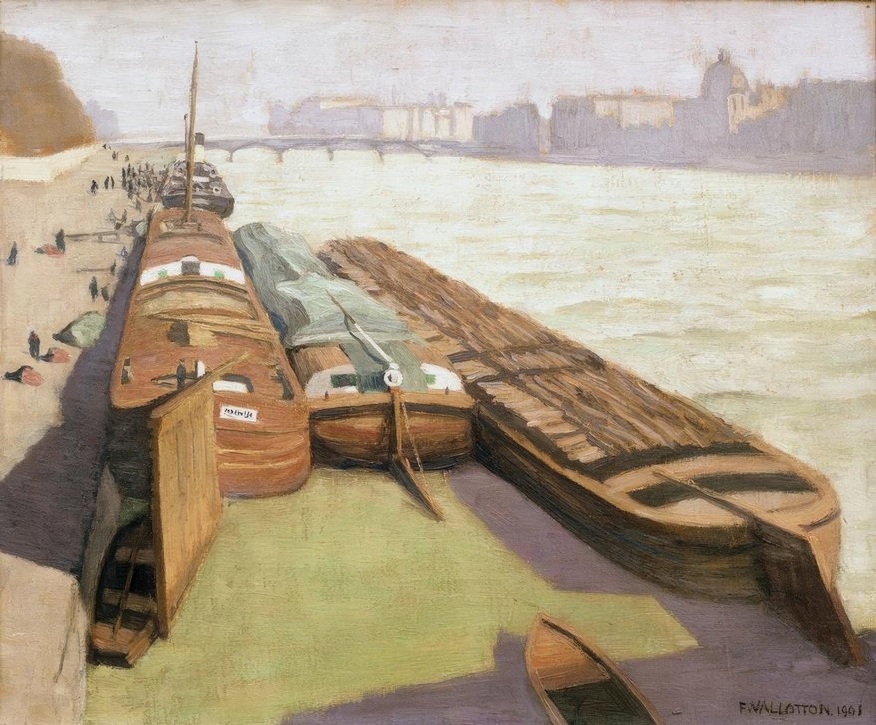 Barki, brzegi Sekwany autorstwa Felix Edouard Vallotton