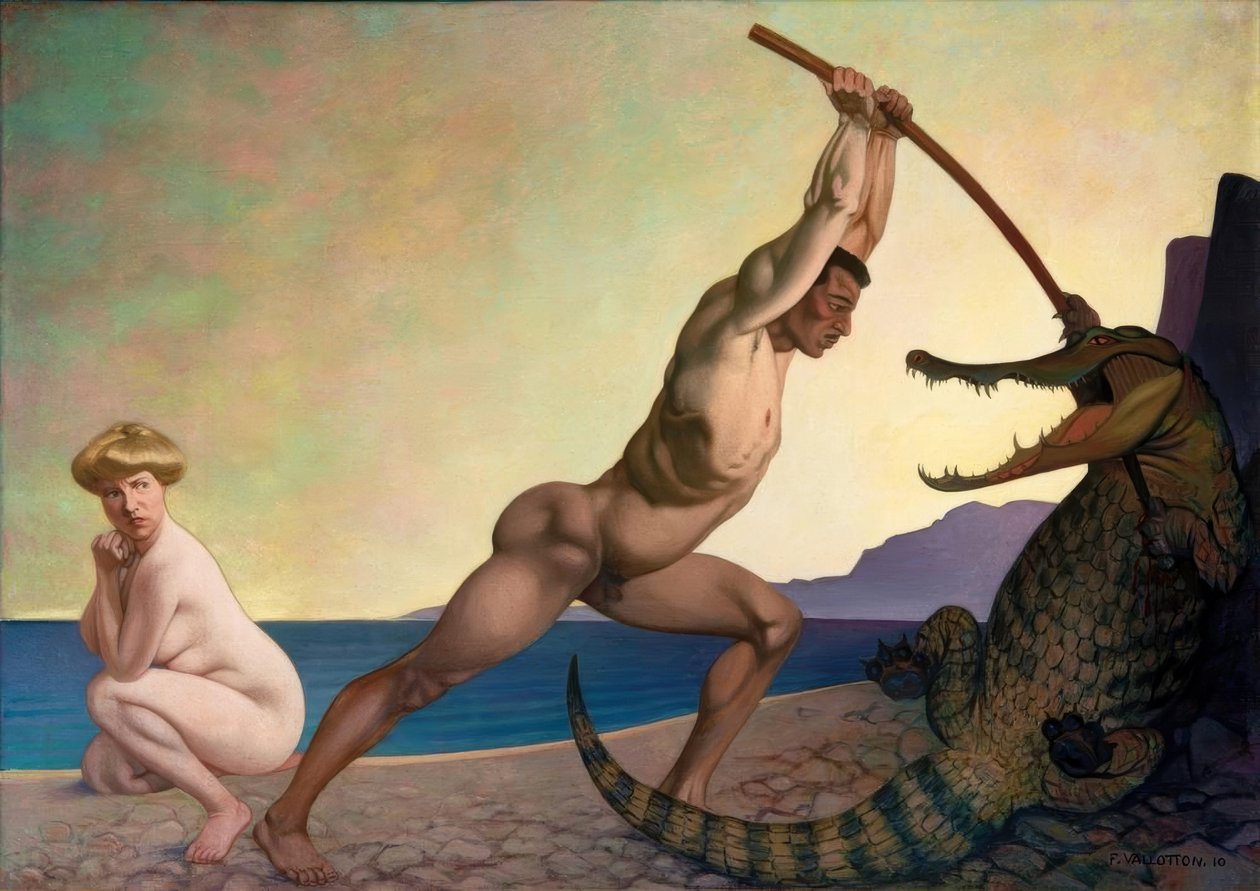 Perseusz zabijający smoka autorstwa Felix Edouard Vallotton