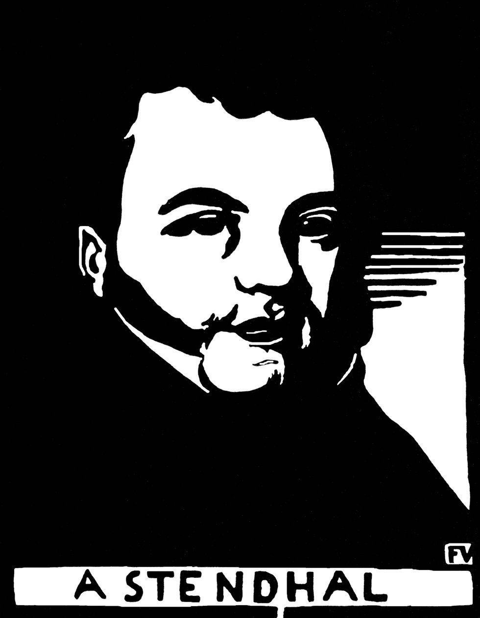 Portret Henri Beyle Stendhala (1783-1842), francuskiego pisarza. Grawerowanie autorstwa Felixa Edouarda Vallottona (1865-1925) autorstwa Felix Edouard Vallotton