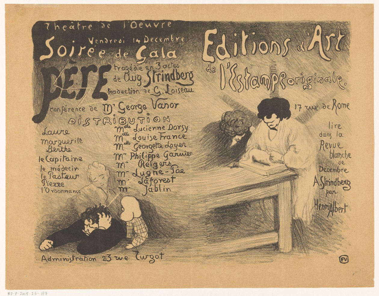 Program pokazu galowego Le Père, tragedii Augusta Strindberga w Théâtre de l