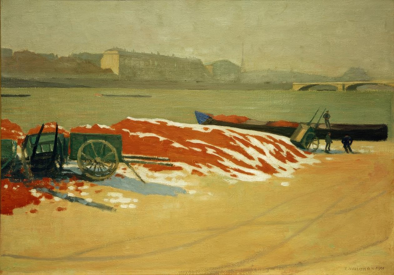 Quai de Seine z czerwonym piaskiem autorstwa Felix Edouard Vallotton