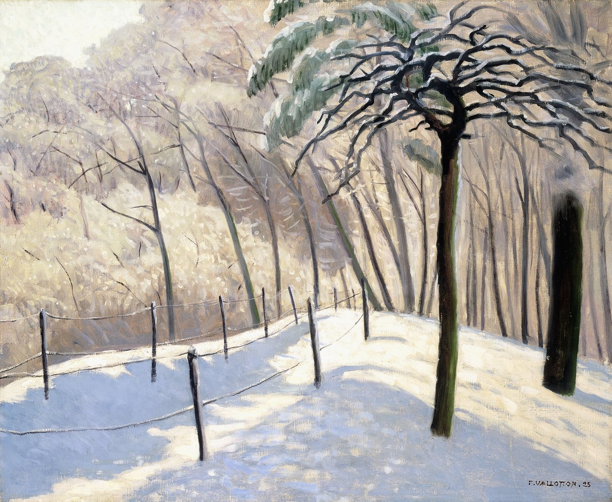 Śnieżny krajobraz w Bois de Boulogne; Śnieżny krajobraz w Bois de Boulogne, 1905 autorstwa Felix Edouard Vallotton
