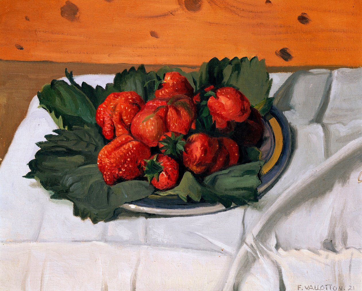 Martwa natura z truskawkami, 1921 autorstwa Felix Edouard Vallotton