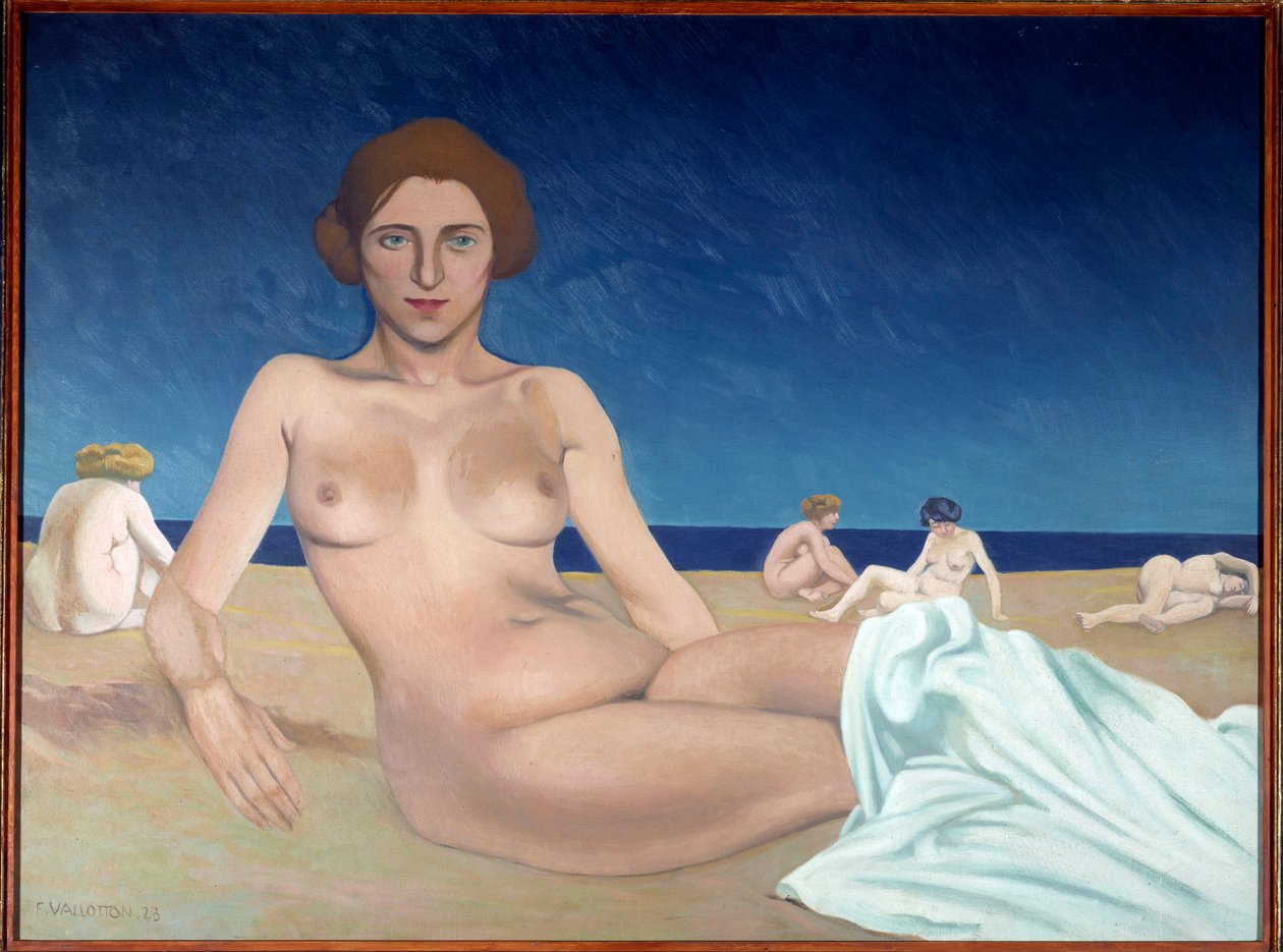 Opalanie się na plaży Obraz Felixa Vallottona (1865-1925) 1923 Rouen, Musee des Beaux Arts autorstwa Felix Edouard Vallotton