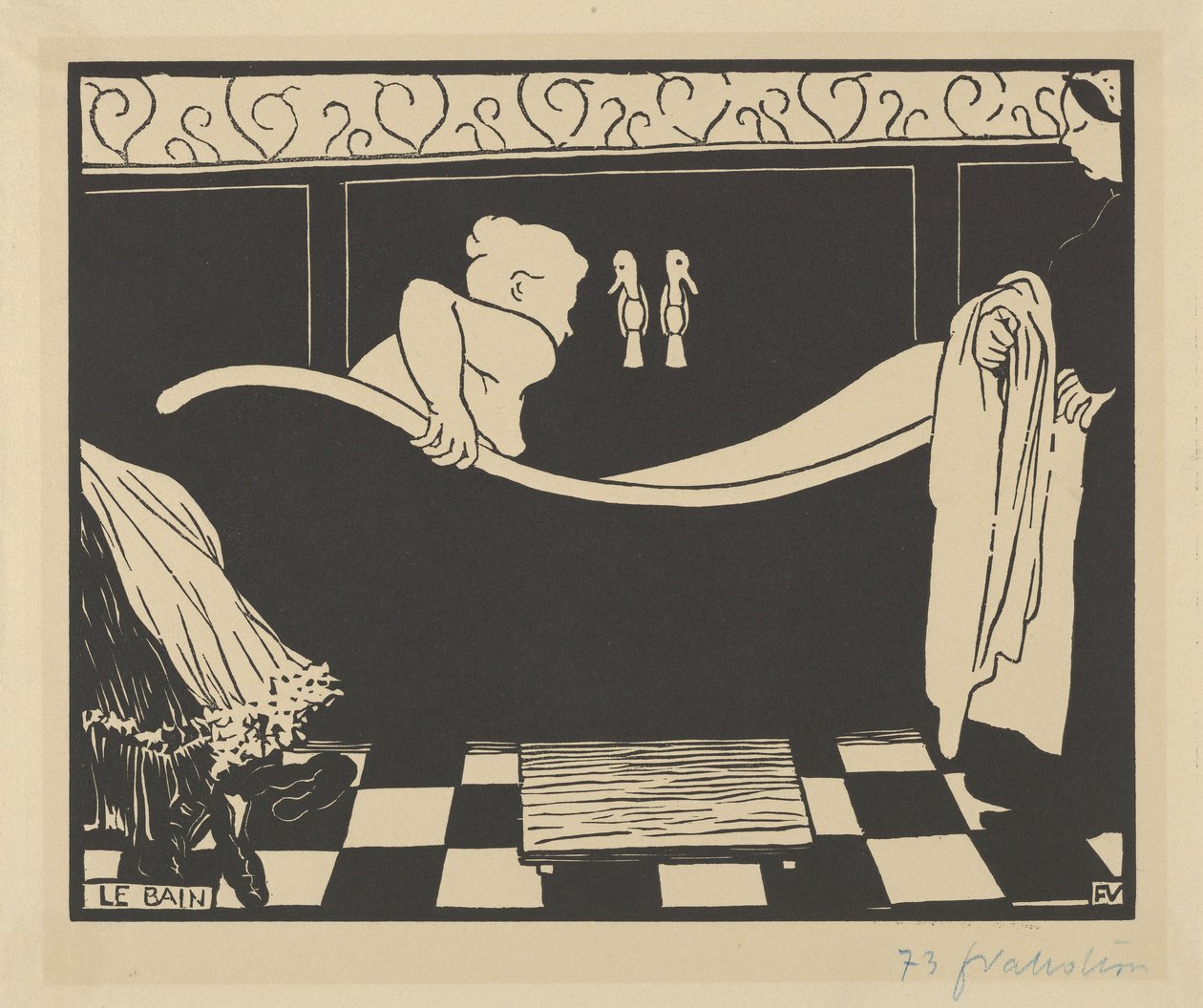 Łaźnia (Le Bain), 1894 (drzeworyt na kremowym papierze) autorstwa Felix Edouard Vallotton
