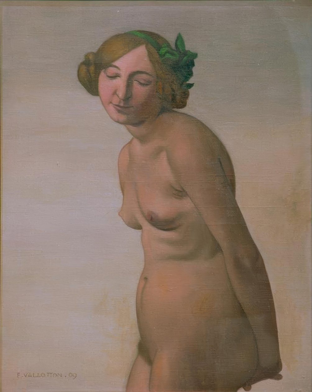Akt kobiecy z zieloną kokardą autorstwa Felix Edouard Vallotton