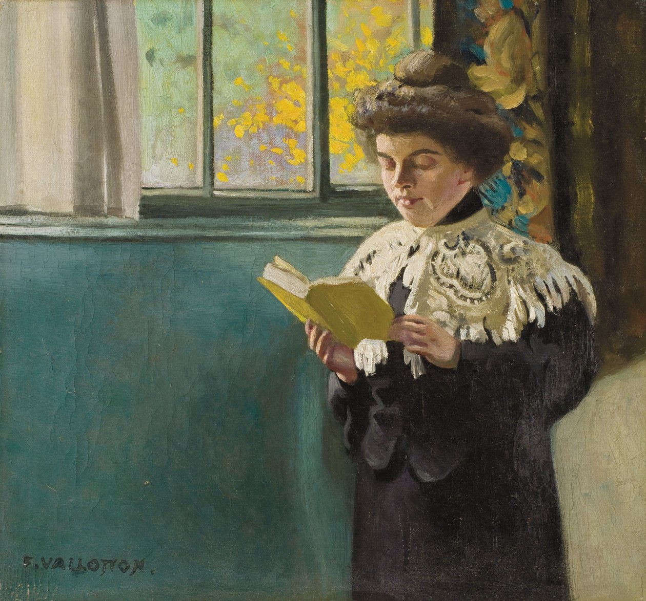 Kobieta czytająca przy oknie, ok. 1904 r. autorstwa Felix Edouard Vallotton