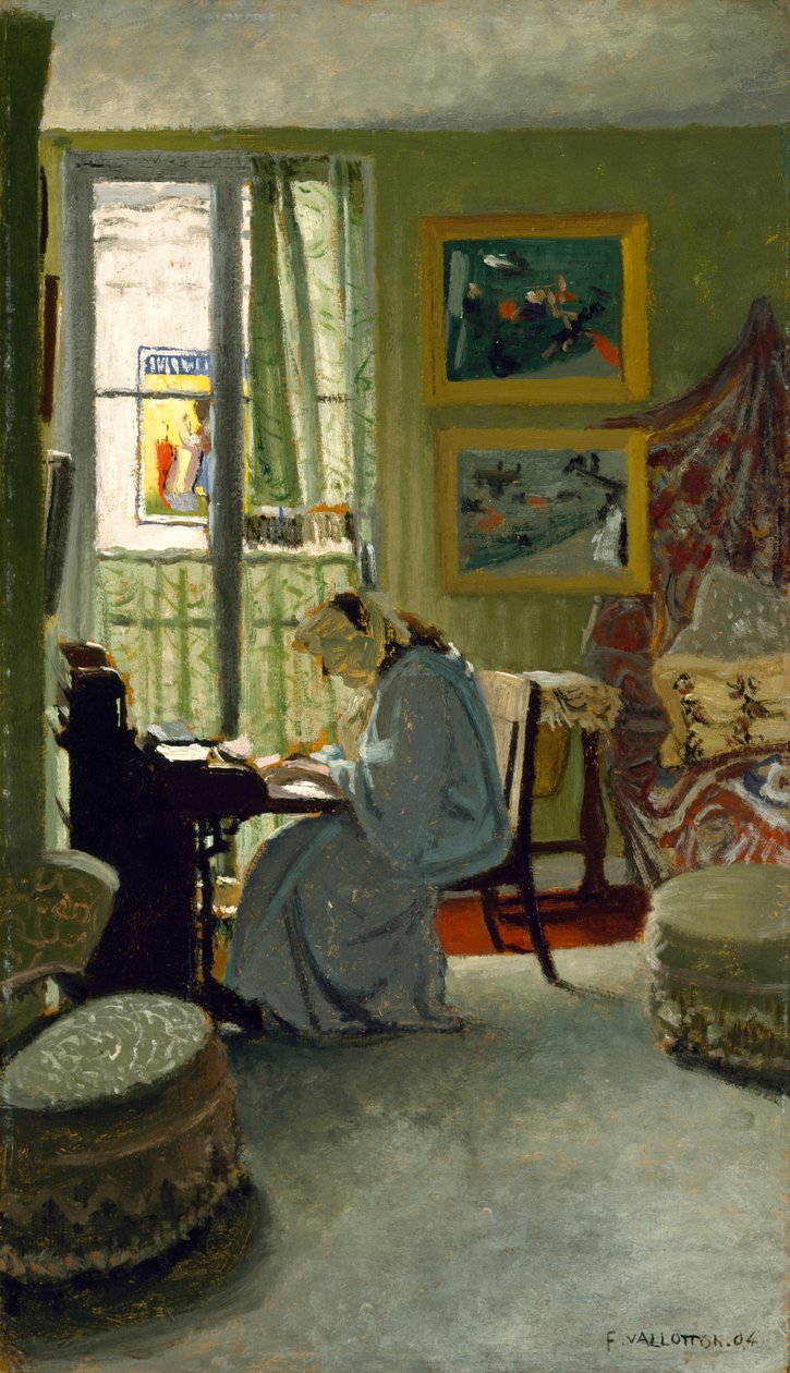 Kobieta pisząca we wnętrzu, 1904 autorstwa Felix Edouard Vallotton