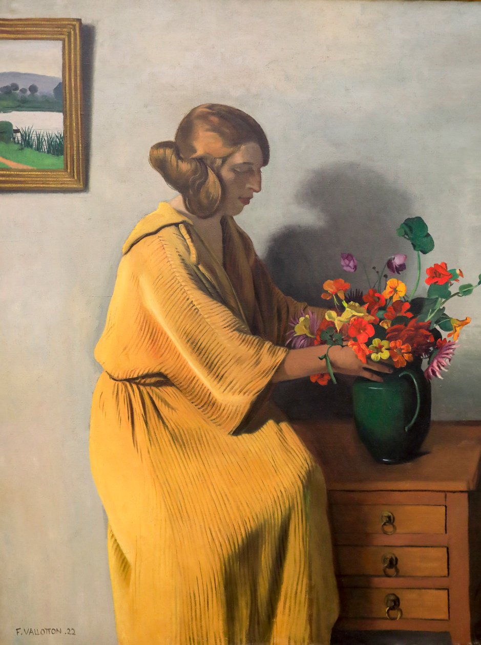 Kobieta z bukietem kwiatów autorstwa Felix Edouard Vallotton