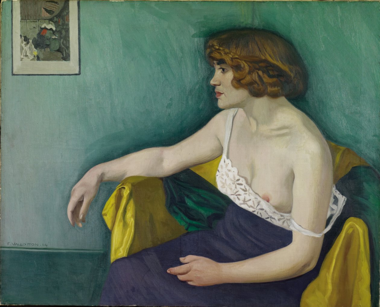 Młoda kobieta siedząca z profilu, 1914 autorstwa Felix Edouard Vallotton
