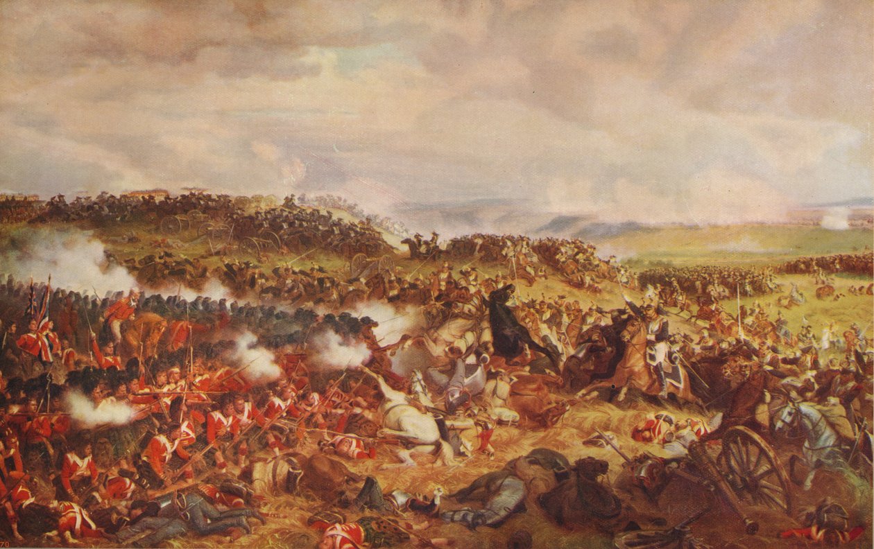 Szarża francuskich kirasjerów pod Waterloo, 1874, c1915 autorstwa Felix Henri Emmanuel Philippoteaux