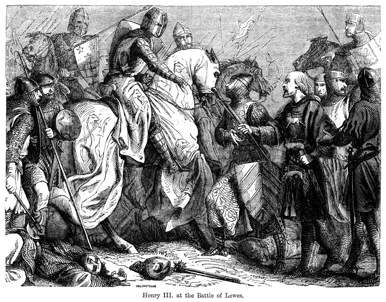 Henryk III w bitwie pod Lewes, 14 maja 1264. autorstwa Felix Henri Emmanuel Philippoteaux