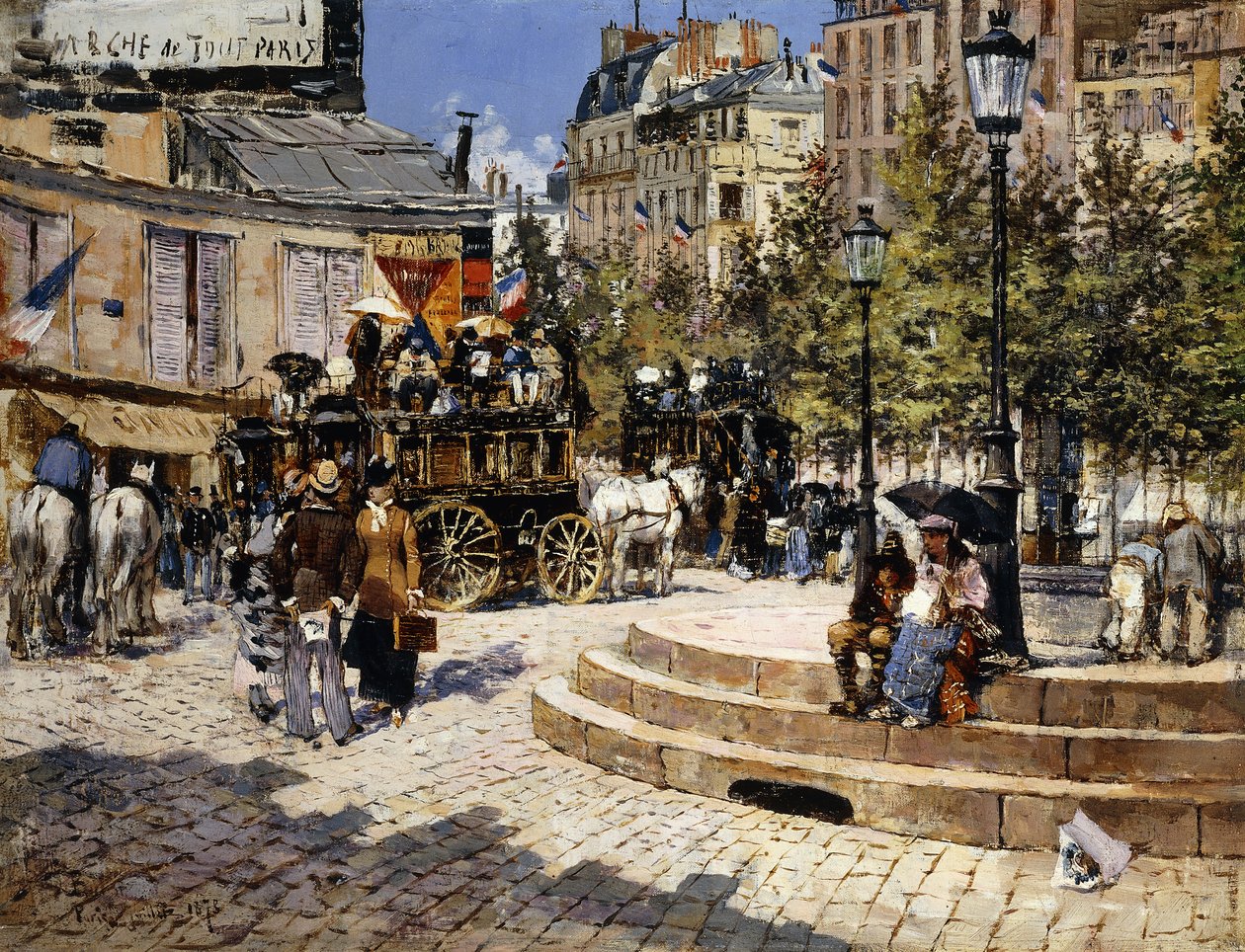 Ruchliwy Plac Paryski, 1878 autorstwa Felix Hilaire Buhot