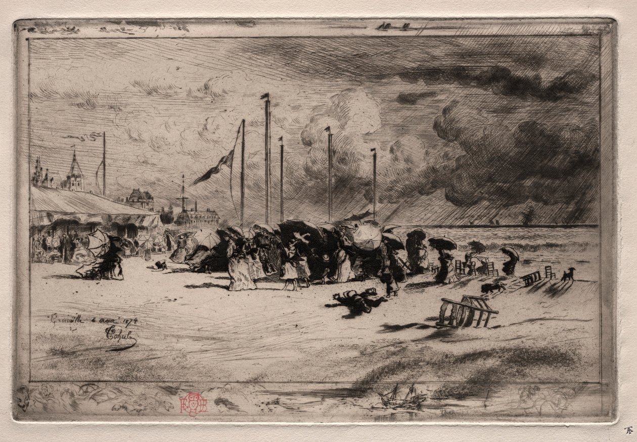 Szkwał w Trouville, 1874. autorstwa Felix Hilaire Buhot