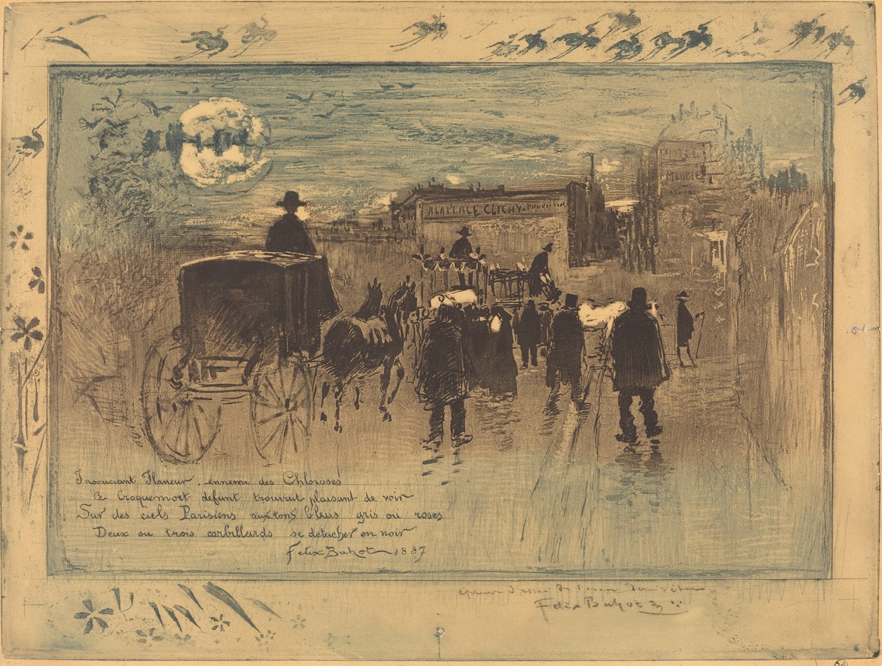Kondukt żałobny Boulevard de Clichy (Kondukt żałobny Boulevard de Clichy) autorstwa Felix Hilaire Buhot
