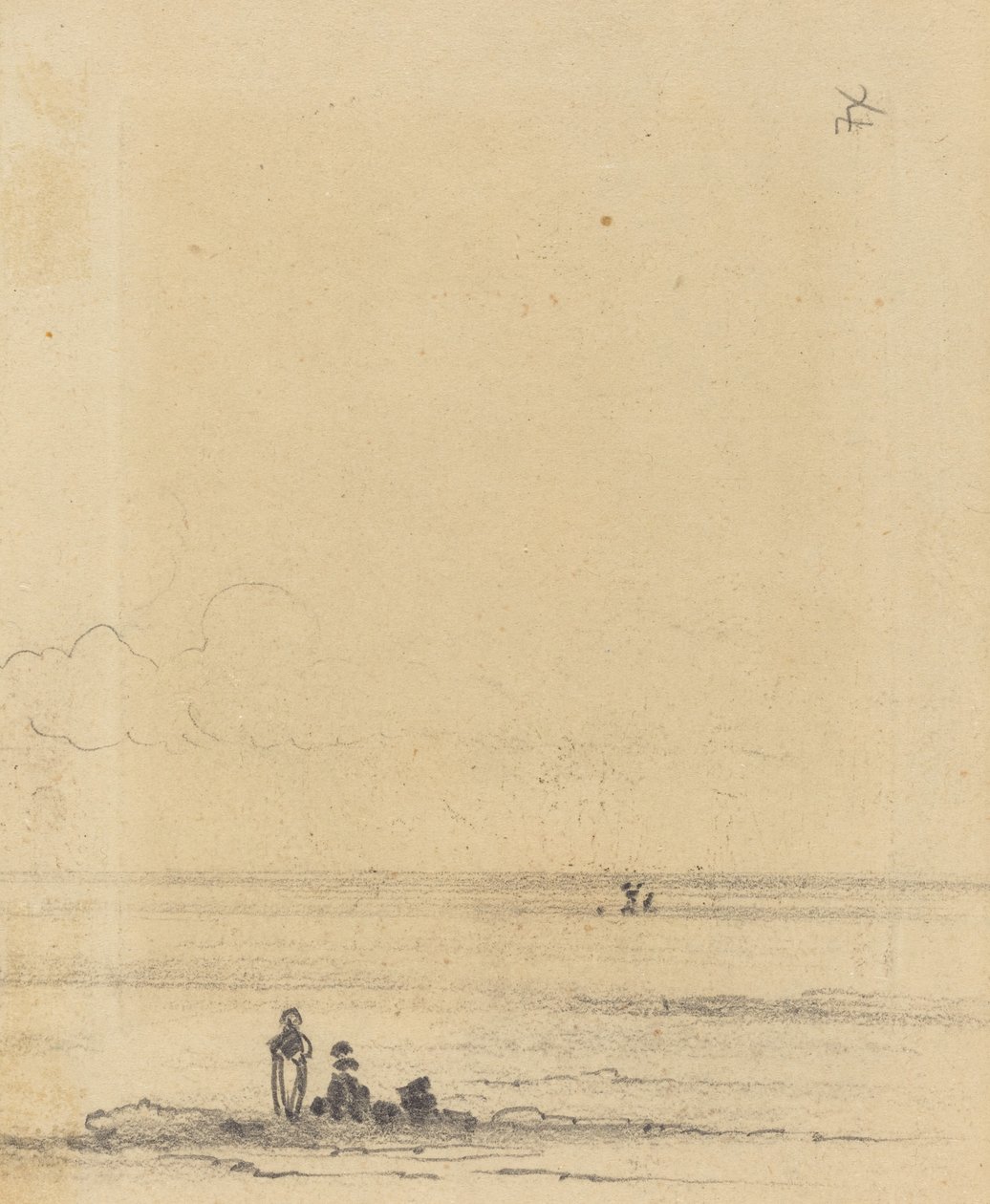 Figurki na brzegu [verso] autorstwa Felix Hilaire Buhot