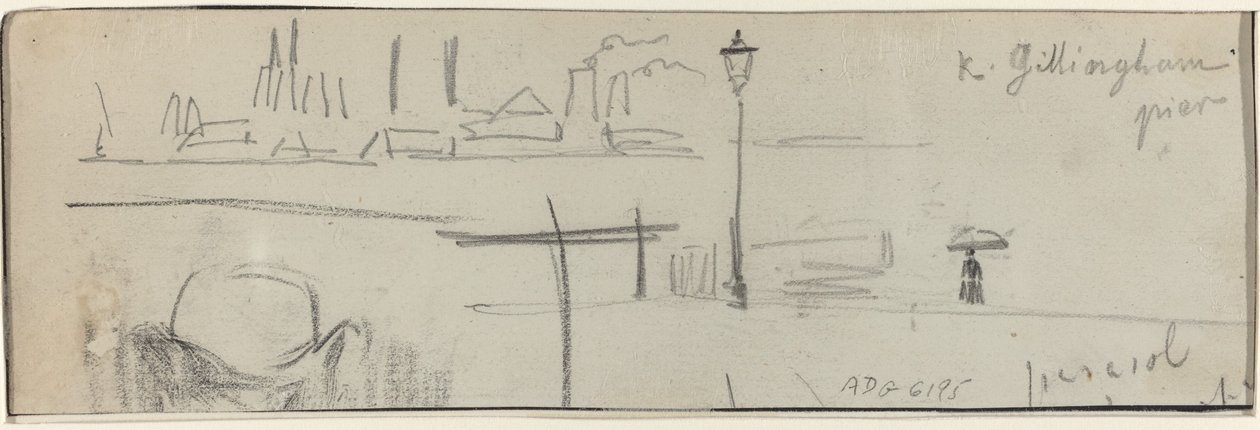 Gillingham Pier, Londyn [verso] autorstwa Felix Hilaire Buhot