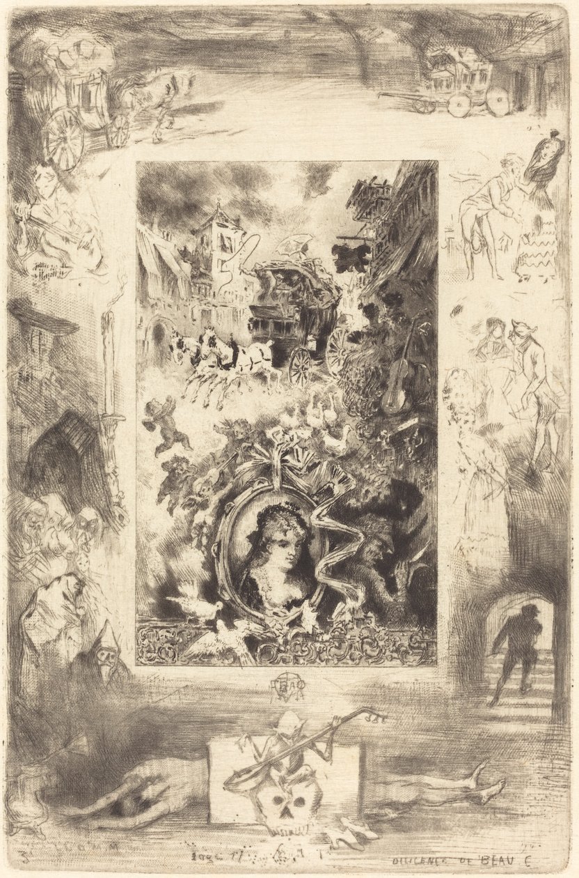 Dyliżans z Beaucaire (Dyliżans z Beaucaire) autorstwa Felix Hilaire Buhot