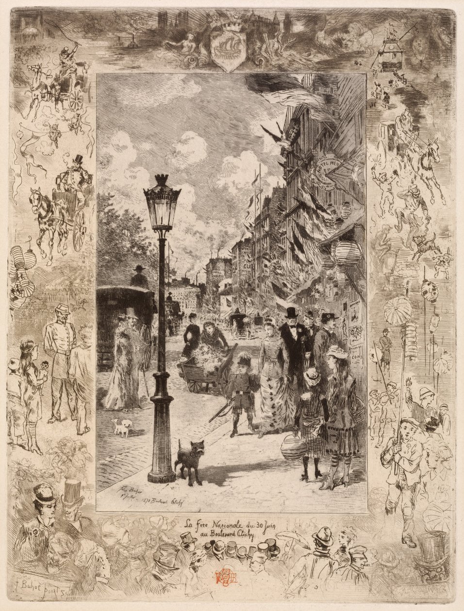 Święto narodowe na bulwarze Clichy Święto narodowe na bulwarze Clichy, 1878 r. autorstwa Felix Hilaire Buhot