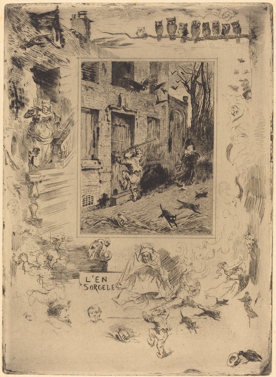 La Maison Maudite Dom Potępionych, ok. 1930 r. 18831885. autorstwa Felix Hilaire Buhot