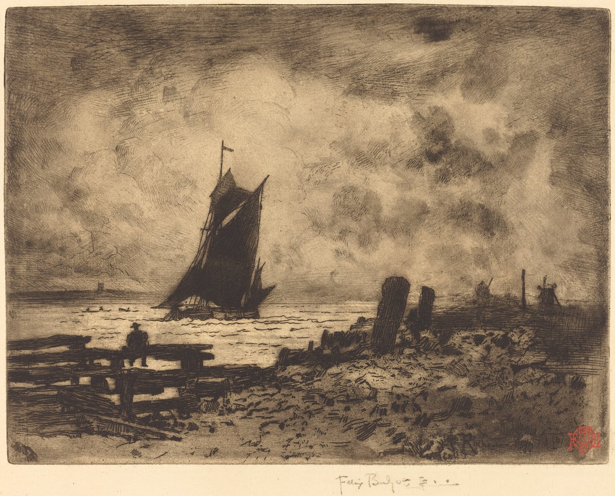 La Petite Marine - Pamiątka z Medway, 1879. autorstwa Felix Hilaire Buhot