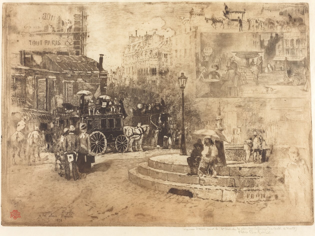 Place Pigalle w 1878 roku (Place Pigalle w 1878) autorstwa Felix Hilaire Buhot