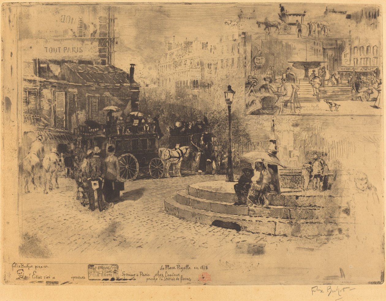 Place Pigalle w 1878 roku (Place Pigalle w 1878) autorstwa Felix Hilaire Buhot