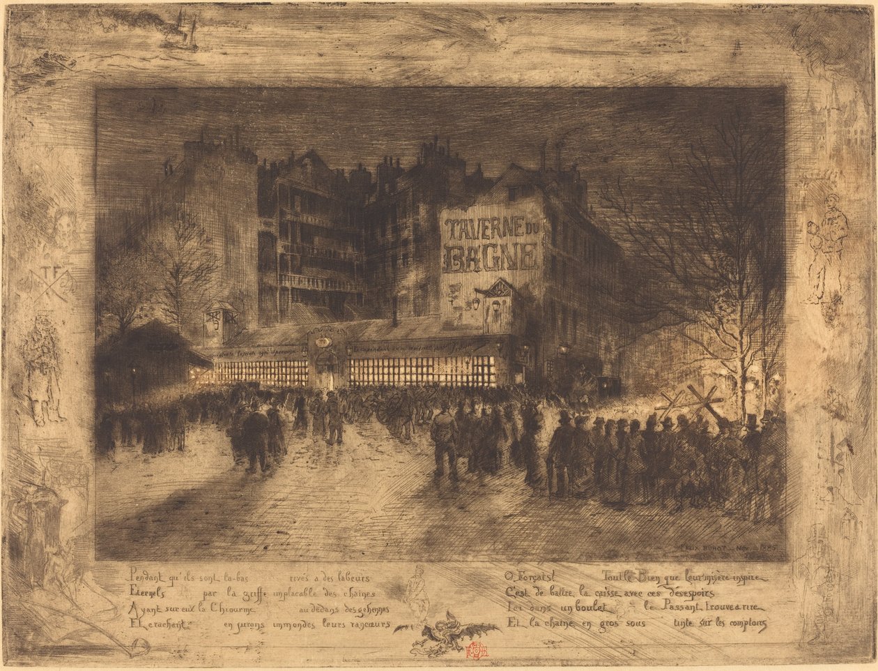 Place des Martyrs i Tawerna Więzienna autorstwa Felix Hilaire Buhot