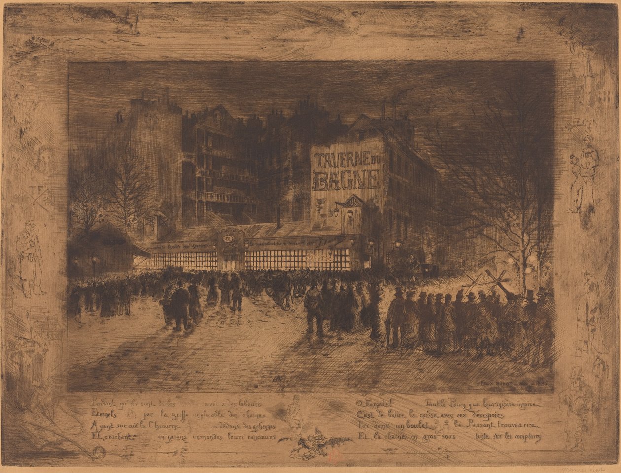 Place des Martyrs i Tawerna Więzienna autorstwa Felix Hilaire Buhot