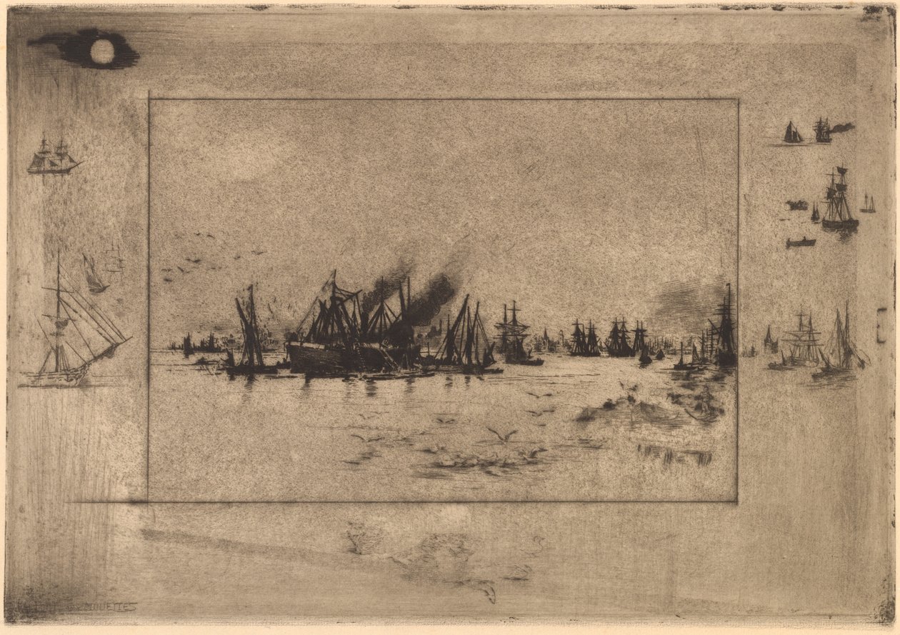 Port z Mewami autorstwa Felix Hilaire Buhot