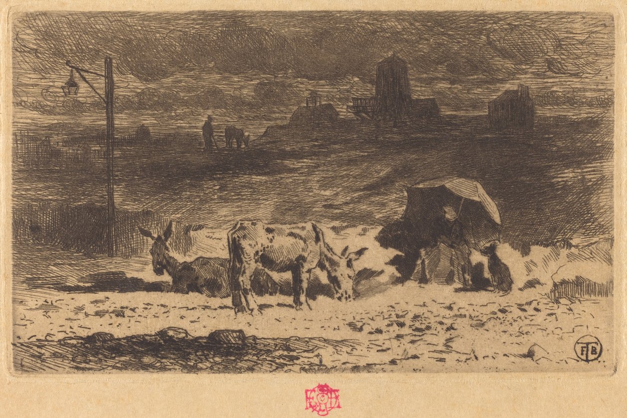 Osły z La Butte-aux-Cailles Osły w La Butte-aux-Cailles, 18731874. autorstwa Felix Hilaire Buhot