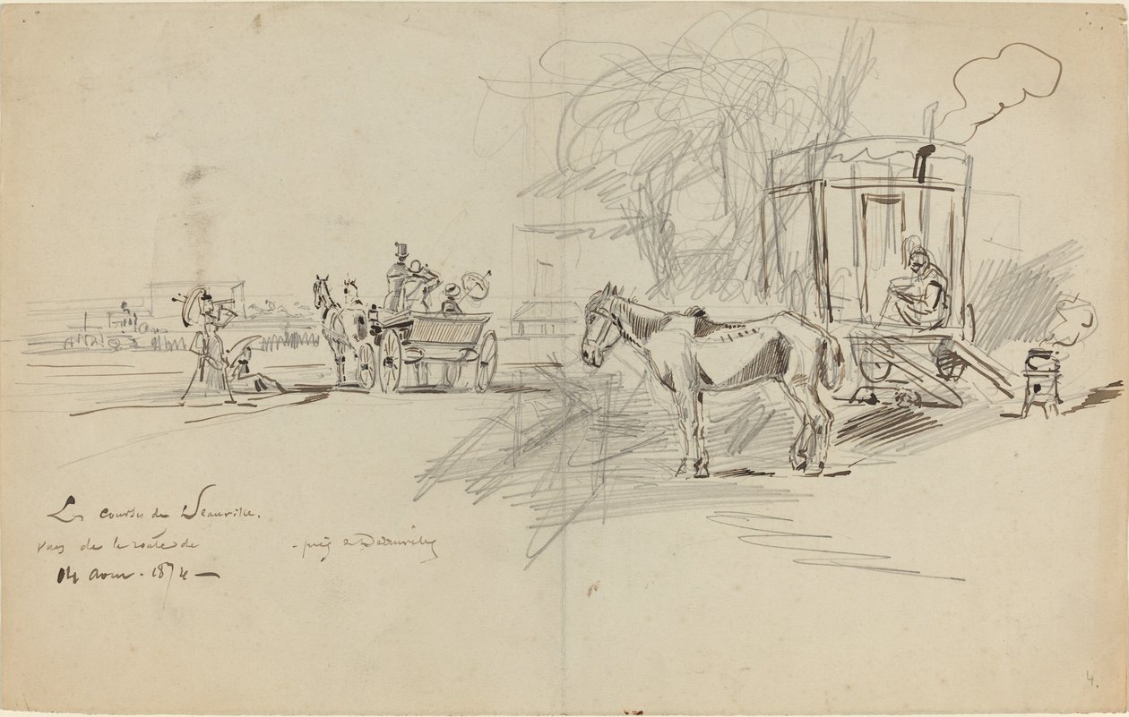 Wyścigi w Deauville, 1874. autorstwa Felix Hilaire Buhot