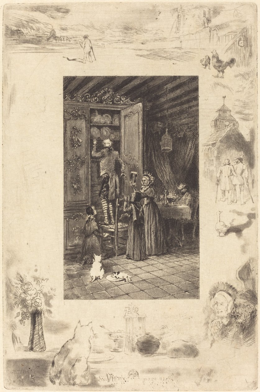 Starożytni Starsi, ok. 1930 r. 1885. autorstwa Felix Hilaire Buhot