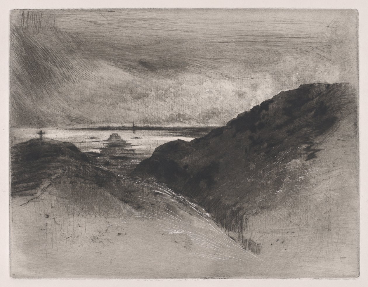 Klif - Zatoka Saint-Malo, 1889-90. autorstwa Felix Hilaire Buhot