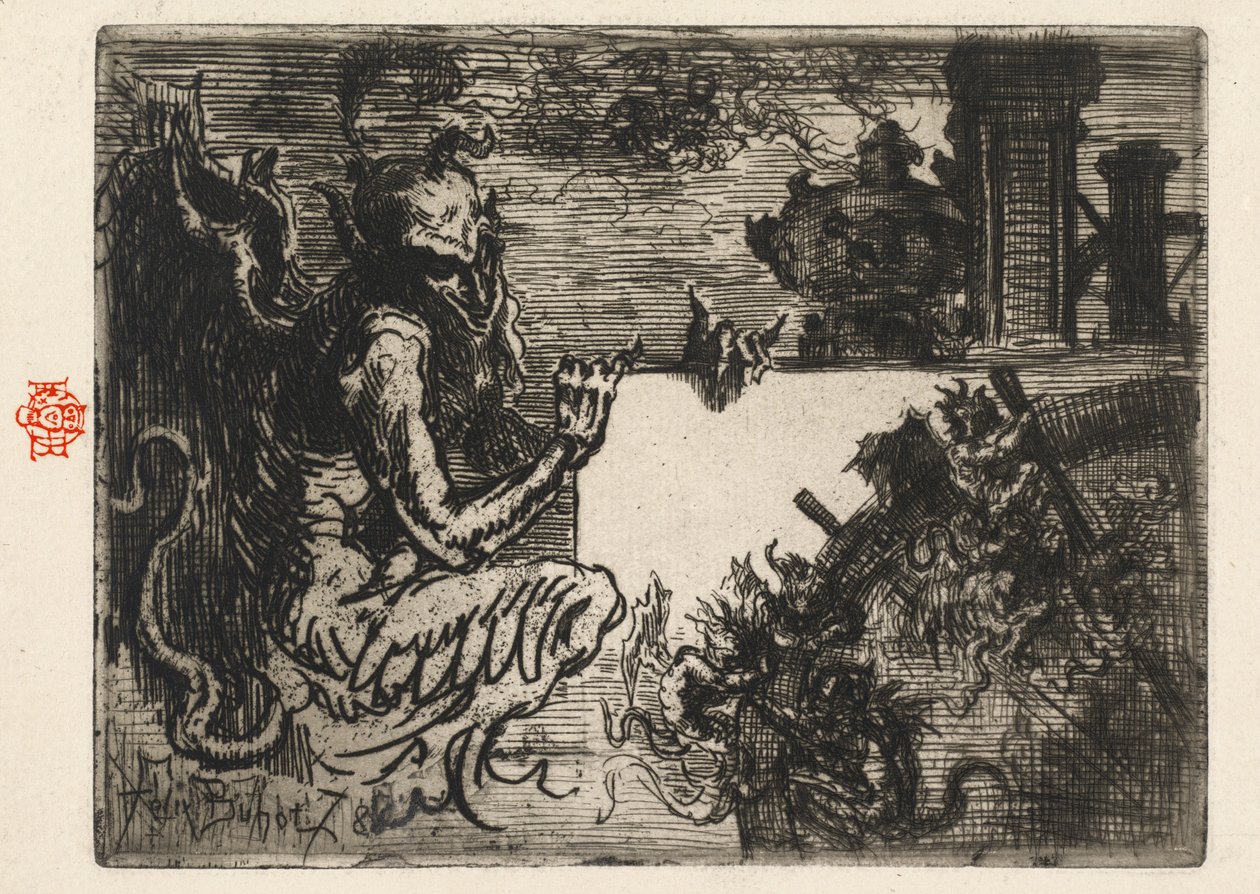 Demoniczna drukarka autorstwa Felix Hilaire Buhot