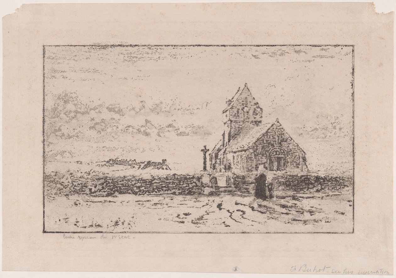 Kościół Jobourg, 1887. autorstwa Felix Hilaire Buhot