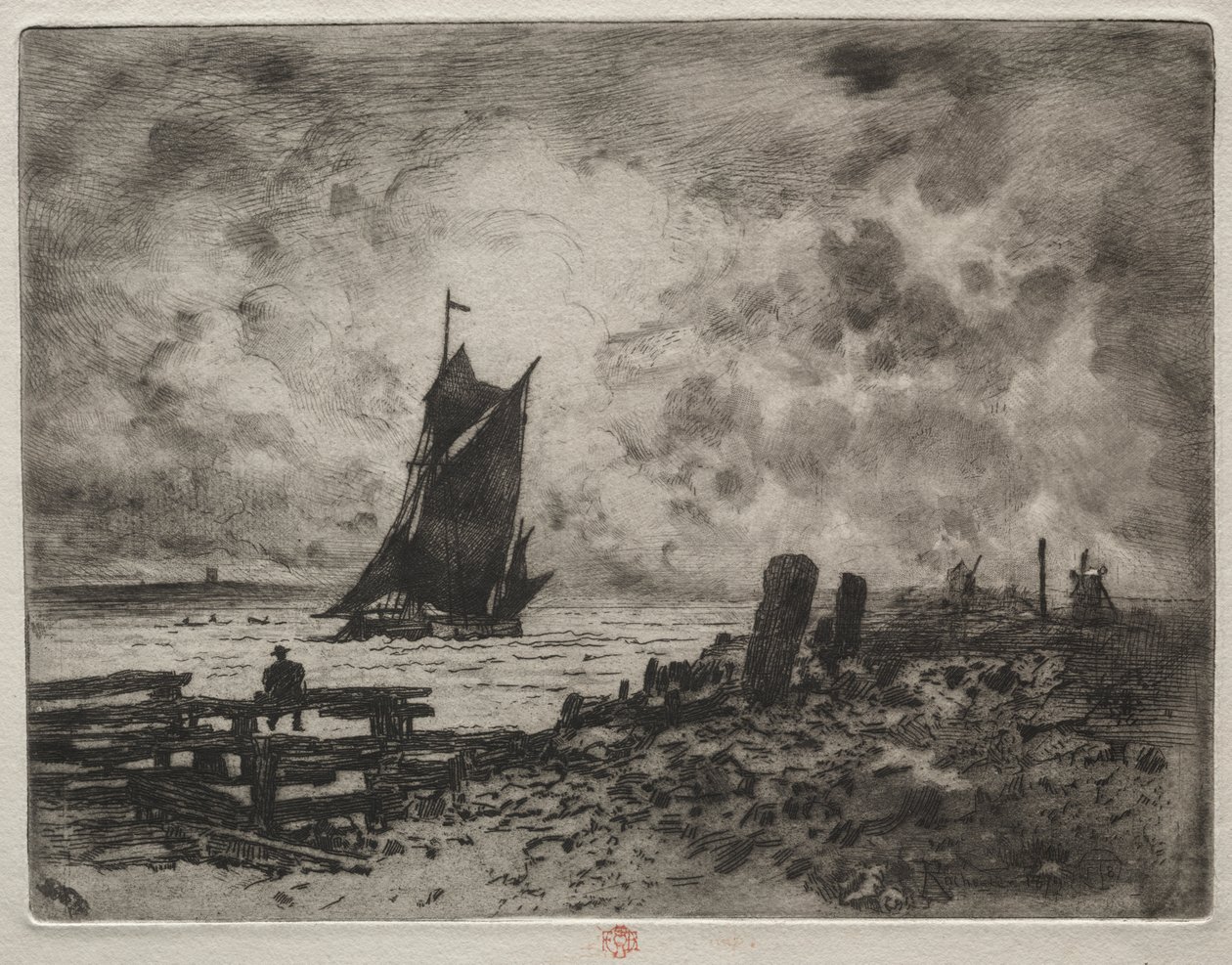 Mały Marine: Pamiątka Medway autorstwa Felix Hilaire Buhot