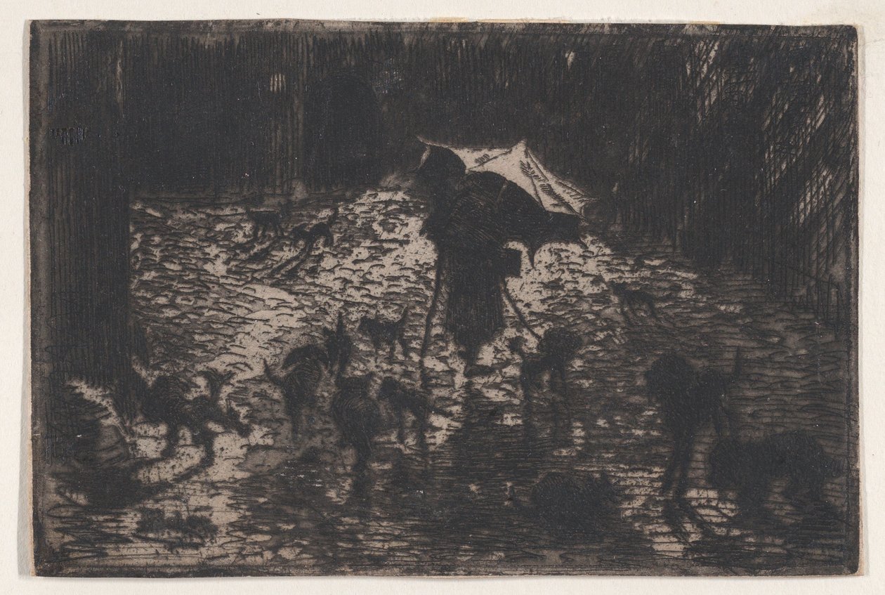 The Night Prowlers Les Noctambules, 1865-98. autorstwa Felix Hilaire Buhot