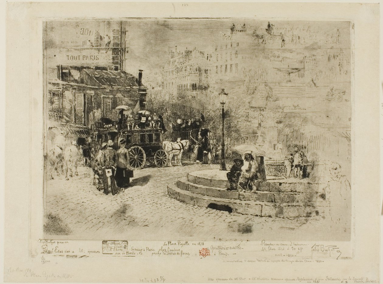 Plac Pigalle w 1878 r. autorstwa Felix Hilaire Buhot