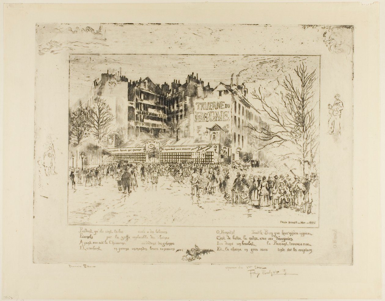 Place des Martyrs i Tawerna Więzienna autorstwa Felix Hilaire Buhot