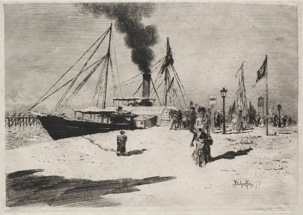 Nabrzeże w Trouville, 1877. autorstwa Felix Hilaire Buhot