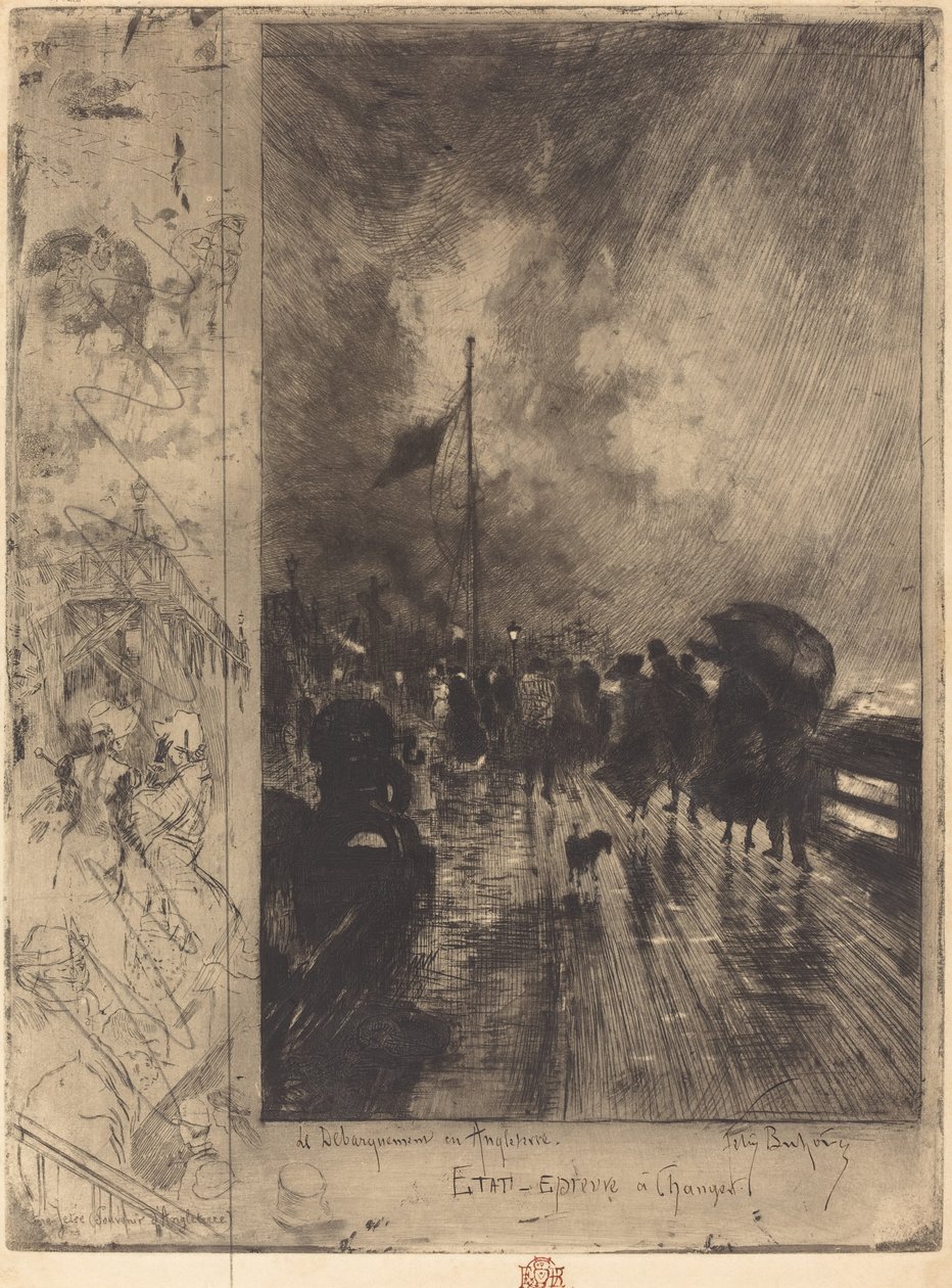 Lądowanie w Anglii Lądowanie w Anglii, 1879. autorstwa Felix Hilaire Buhot