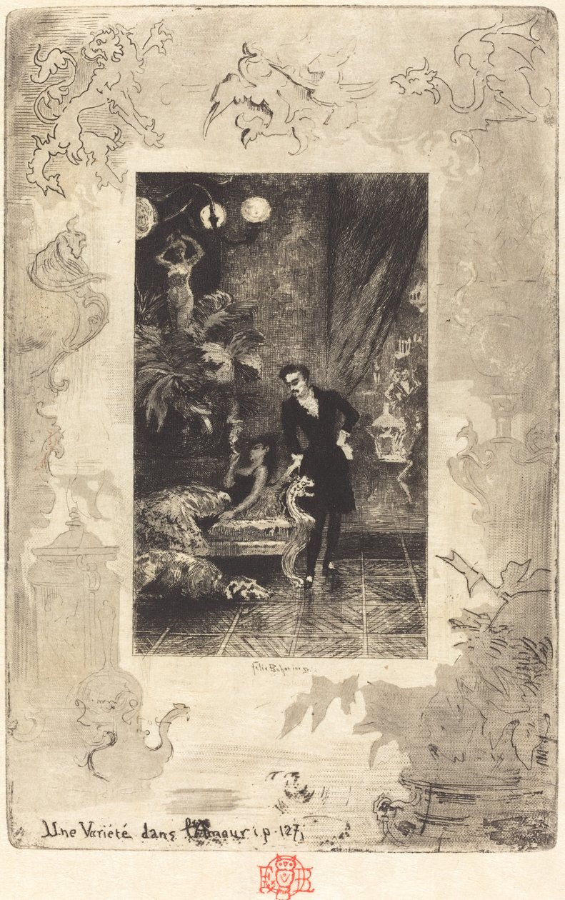 Różnorodność miłości Zmiana serca, 18791880. autorstwa Felix Hilaire Buhot