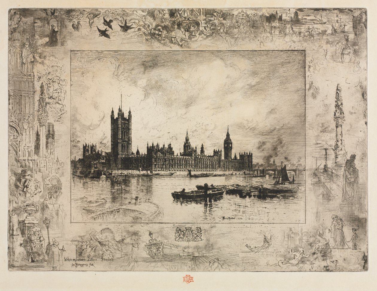 Plac Westminsterski autorstwa Felix Hilaire Buhot